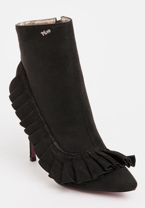 Plum - Taskia Pleated Detail Ankle Boots Black
