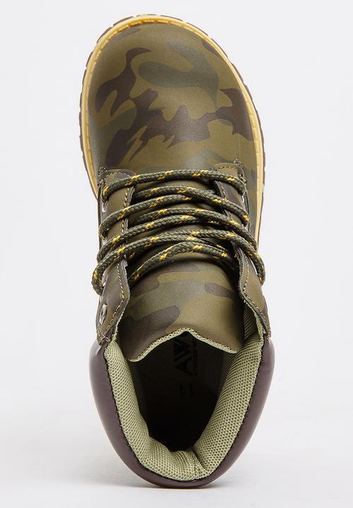 Jumbo - Camo Lace Up Boot Khaki Green