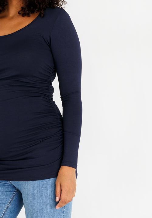 Cherry Melon - Basic Longsleeve Side Detail Tee Navy