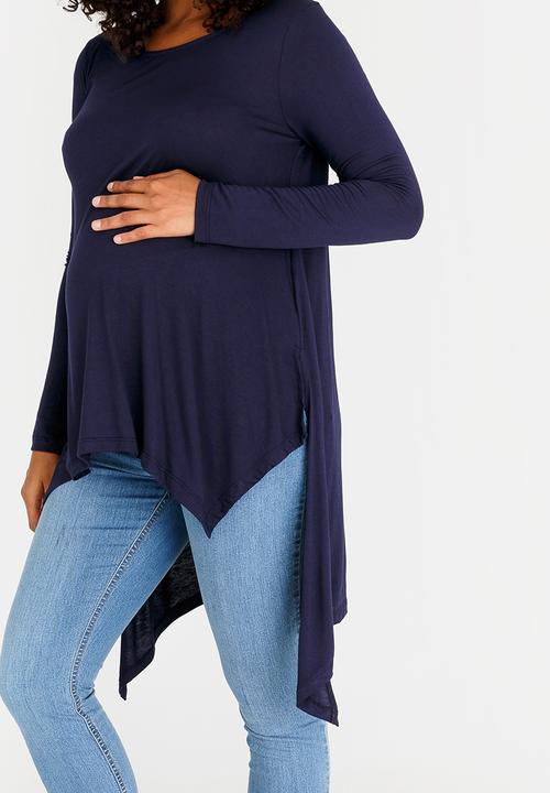 edit Maternity - Hi-Low Swing Tee Navy
