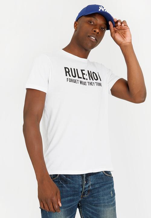 Brave Soul - Rule Printed Cotton Tee White