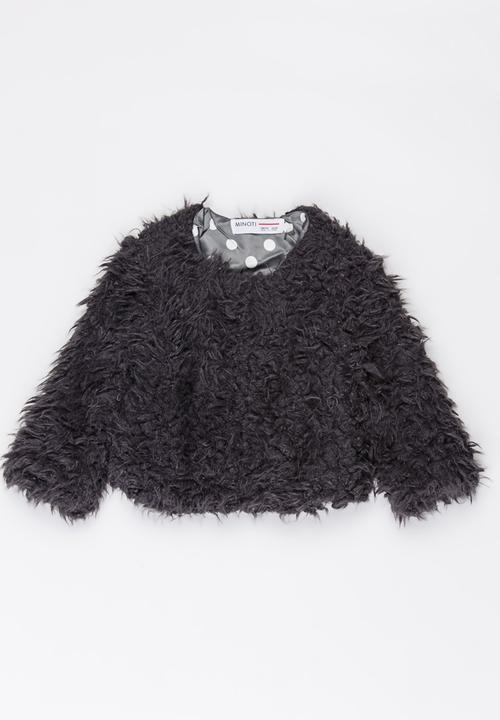 MINOTI - Fluffy Fur Jacket Dark Grey