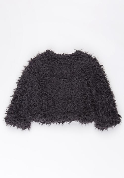MINOTI - Fluffy Fur Jacket Dark Grey