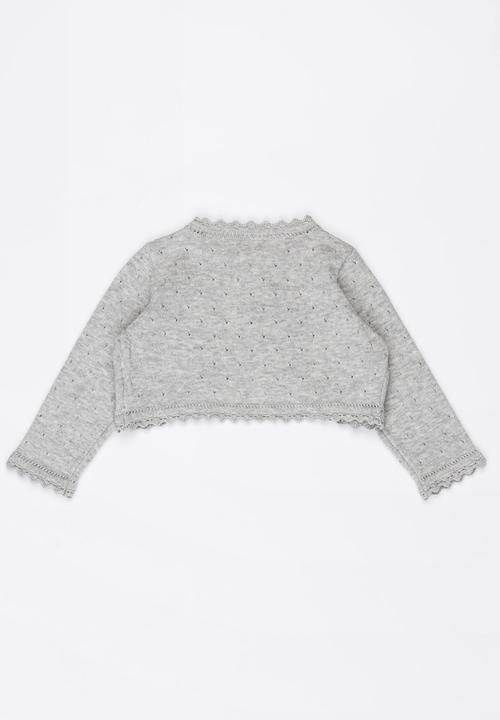 MINOTI - Knitted Cropped Cardigan Grey Melange