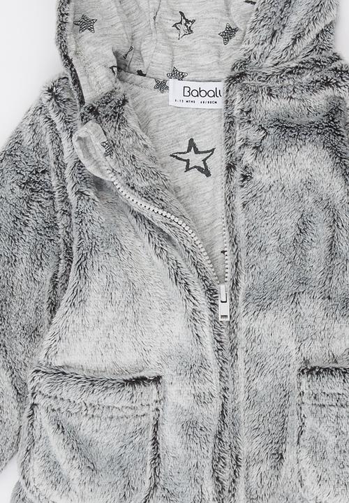MINOTI - Soft Fur Zip Thru Hoody Grey