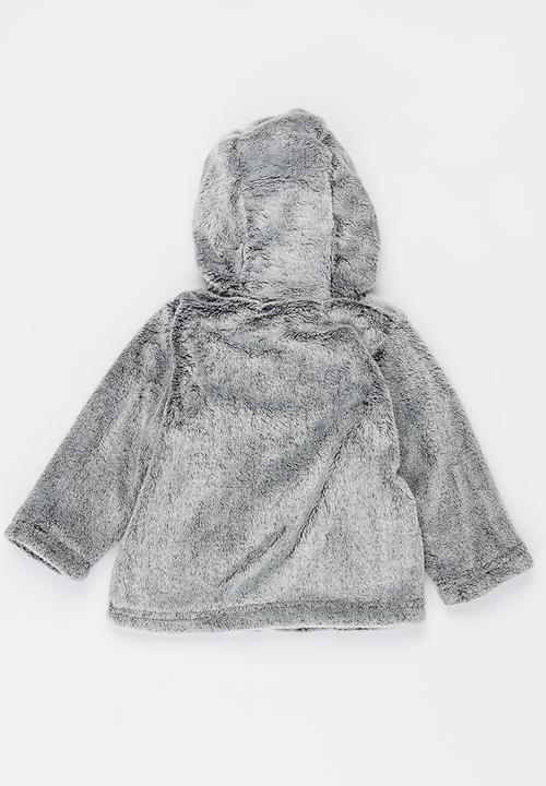 MINOTI - Soft Fur Zip Thru Hoody Grey