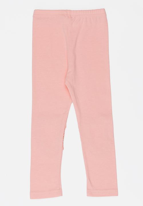 Pop Candy - Leggings with Heart Print at Knee Pale Pink