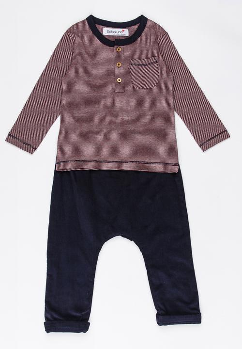 MINOTI - Stripe top & needlecord 2 piece - navy