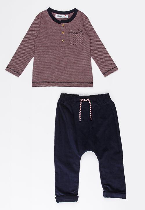 MINOTI - Stripe top & needlecord 2 piece - navy