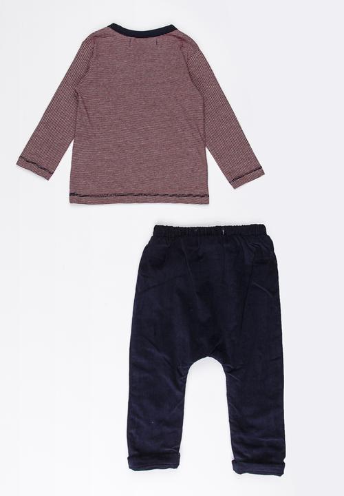 MINOTI - Stripe top & needlecord 2 piece - navy