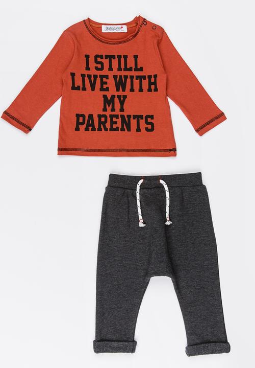 MINOTI - Printed Top & Harem Fleece Jogger Set Orange