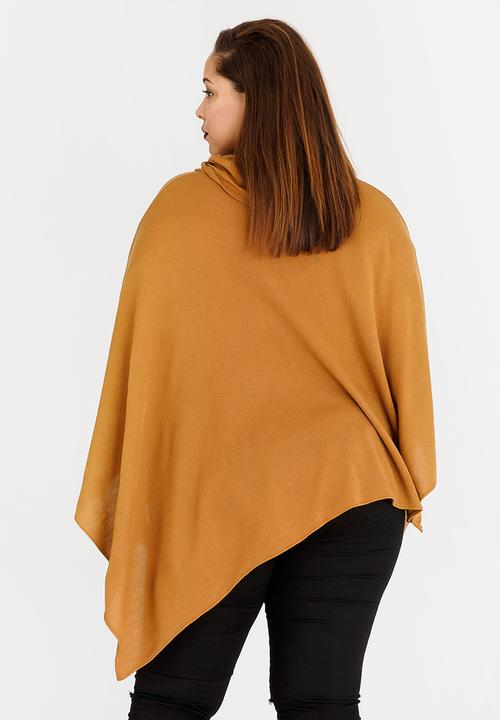 edit Plus - Cowl Neck Poncho Camel