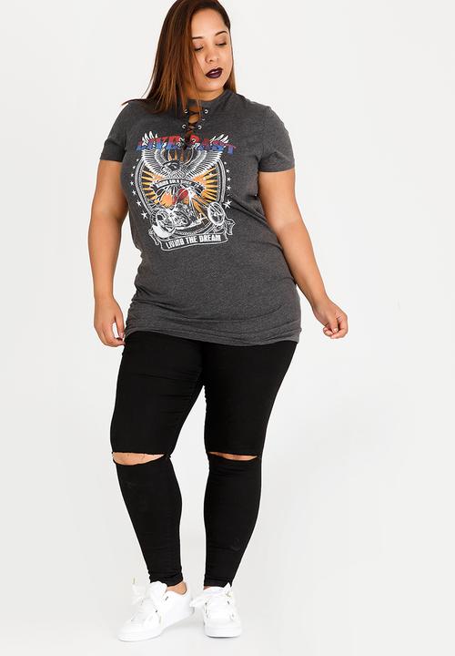 Brave Soul - Moto Band Longer Length T-shirt Dark Grey