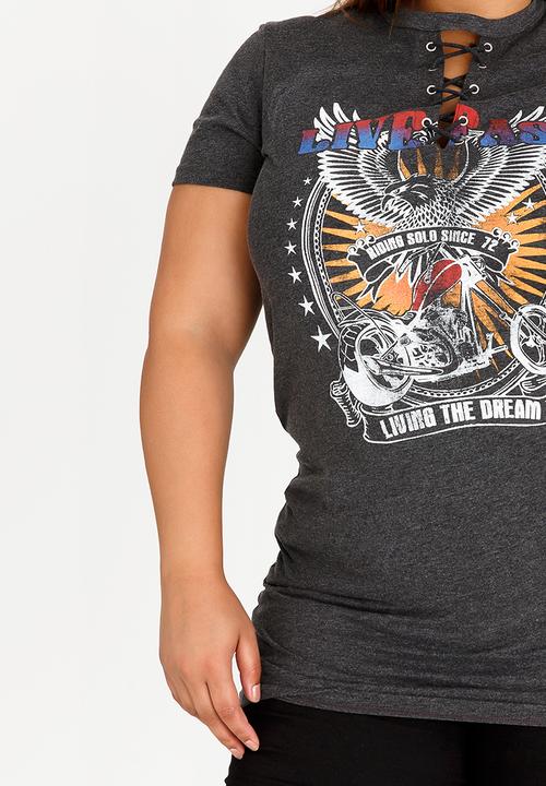 Brave Soul - Moto Band Longer Length T-shirt Dark Grey