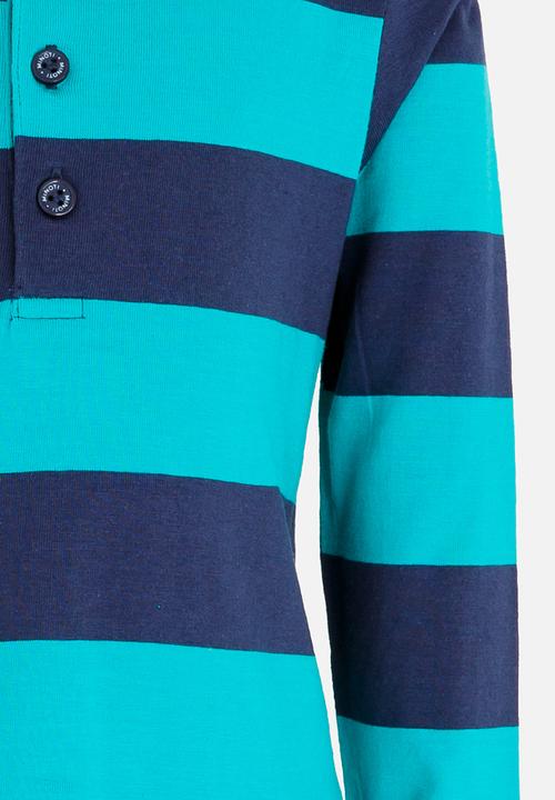 MINOTI - Striped Long Sleeve Grandad T-Shirt Green