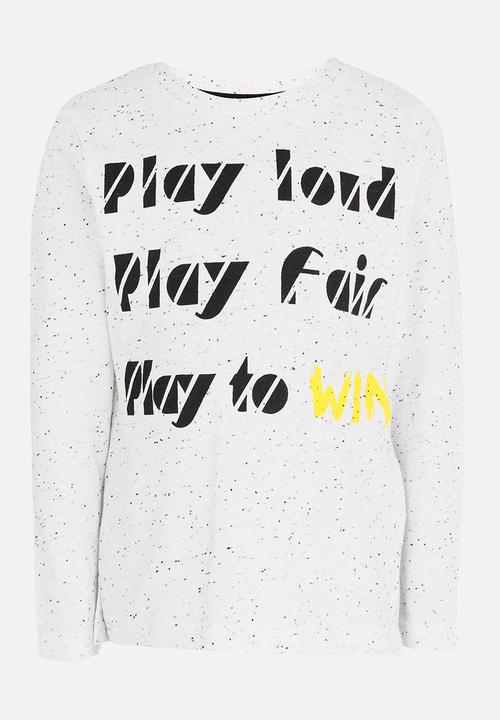 MINOTI - Speckled Marl Slogan Tee White