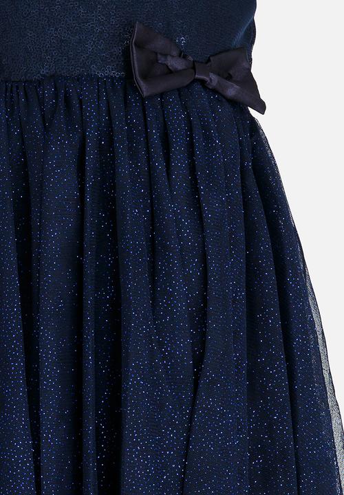 MINOTI - Sequin Tutu Dress with Belted Satin Bow Navy