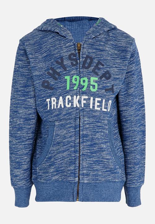 MINOTI - Printed Marl Hoodie Blue