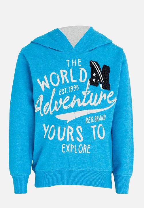 MINOTI - Printed Fleece Hoodie Turquoise