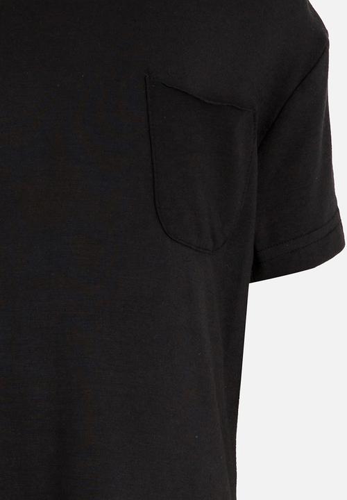 MINOTI - Longer Length Tee with Raw Edge Chest Pocket Black