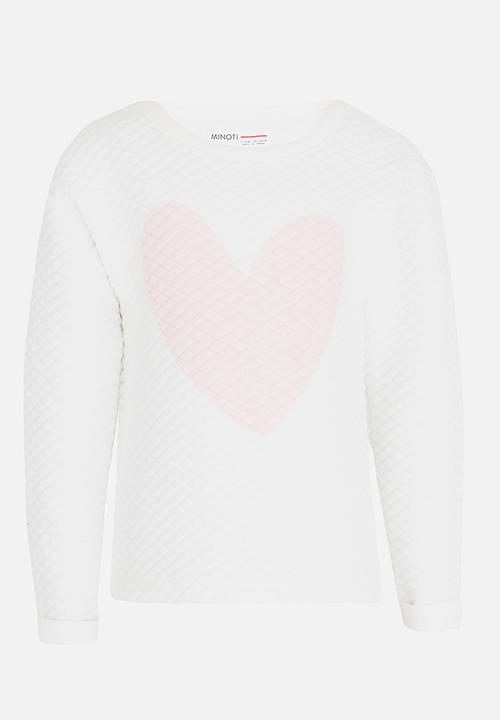 MINOTI - Printed fleece slouch jumper - white & pink 