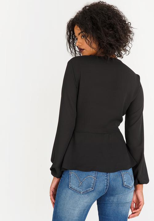 SISSY BOY - Girl Boss Wrap Blouse Black