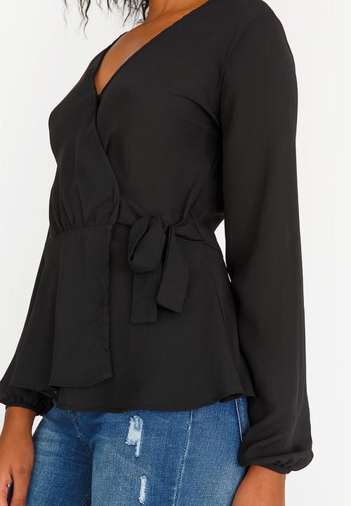SISSY BOY - Girl Boss Wrap Blouse Black