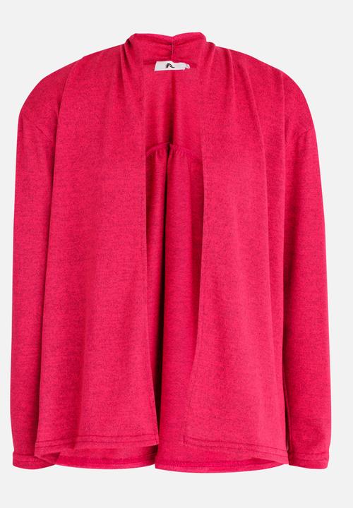 Rebel Republic - Cut & Sew Open Cardigan Dark Pink