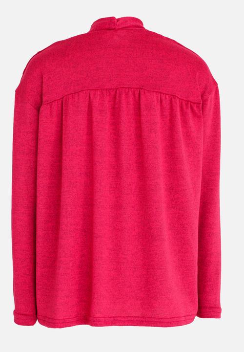 Rebel Republic - Cut & Sew Open Cardigan Dark Pink