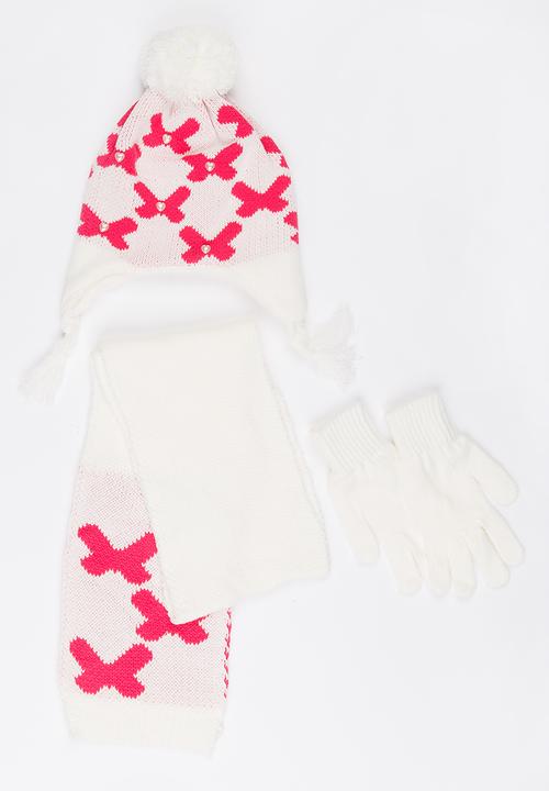 Soobe - Scarf, Beanie and Gloves Sets White