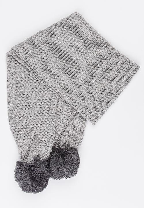 MINOTI - Knit Pom Pom Scarf Dark Grey