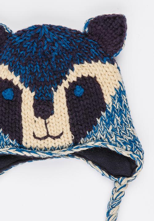 MINOTI - Raccoon Face Beanie with Ear Flaps Navy