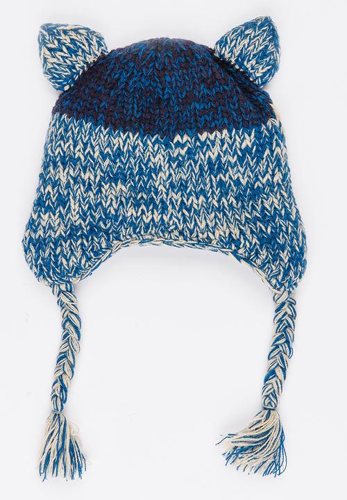 MINOTI - Raccoon Face Beanie with Ear Flaps Navy