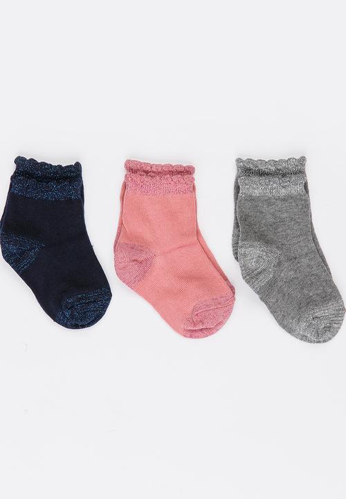 MINOTI - 3 Pack Socks with Scalloped Edge Multi-colour