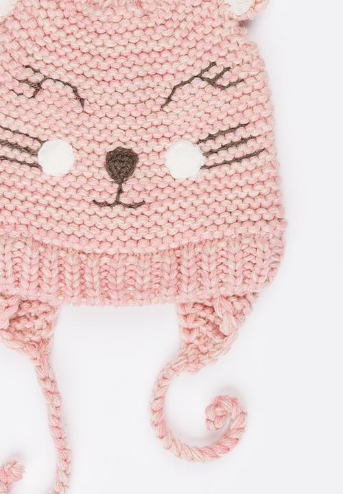 MINOTI - Reverse Cat Face Beanie with Ear Flap Mid Pink