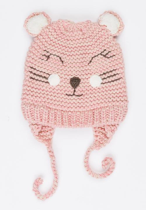 MINOTI - Reverse Cat Face Beanie with Ear Flap Mid Pink