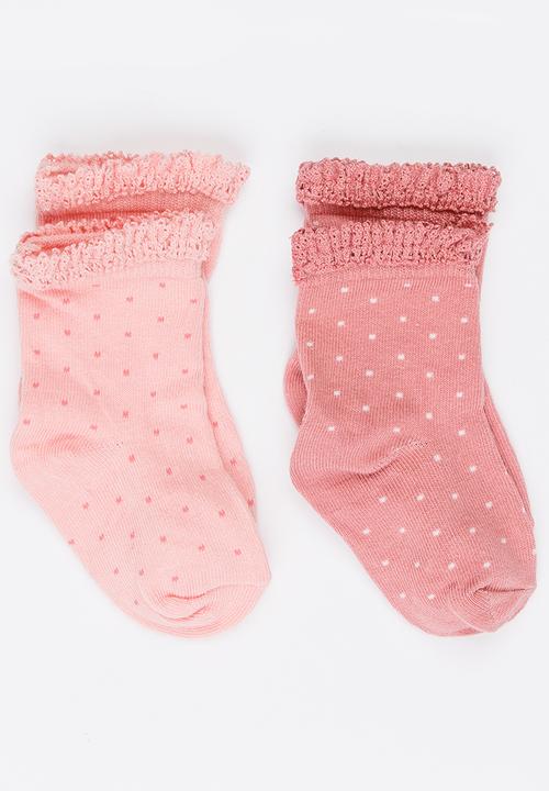 MINOTI - 2 Pack Spotty Ankle Socks with Crochet Frill Multi-colour