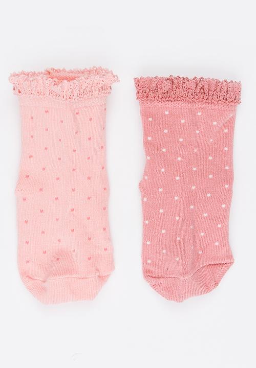MINOTI - 2 Pack Spotty Ankle Socks with Crochet Frill Multi-colour