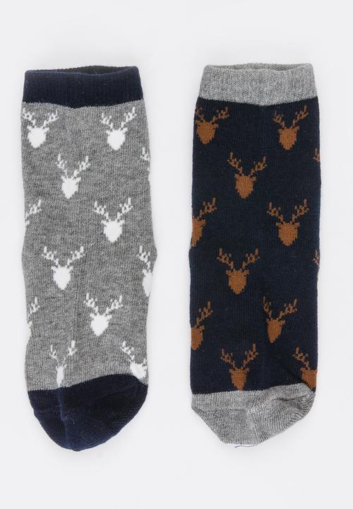 MINOTI - 2 Pack Stag Repeat Printed Socks Multi-colour