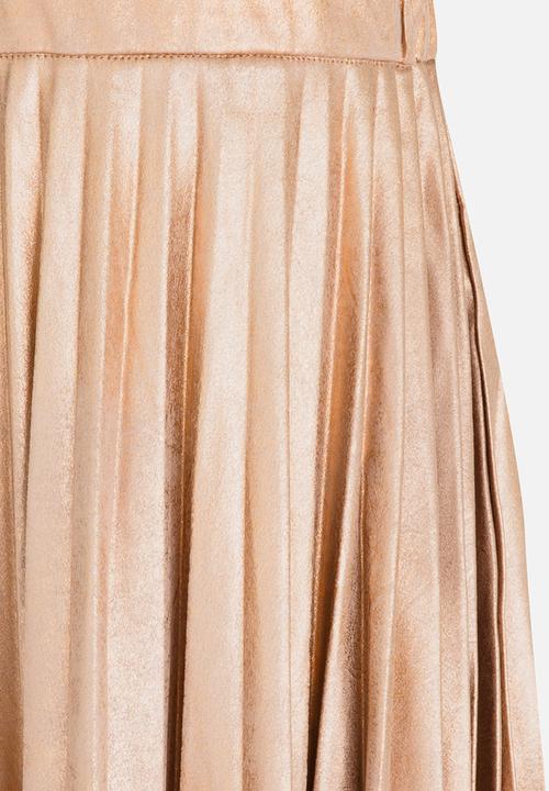 MINOTI - Pleated Suede Skirt with Crackled Metallic Print Rose
