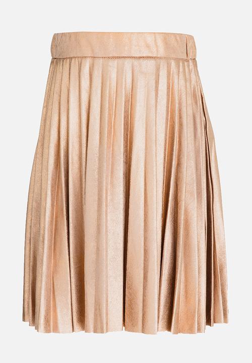 MINOTI - Pleated Suede Skirt with Crackled Metallic Print Rose