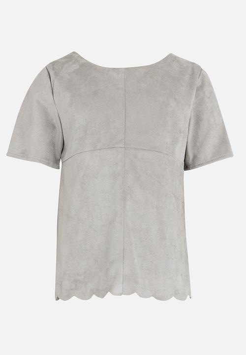 MINOTI - Faux suede panel top - grey