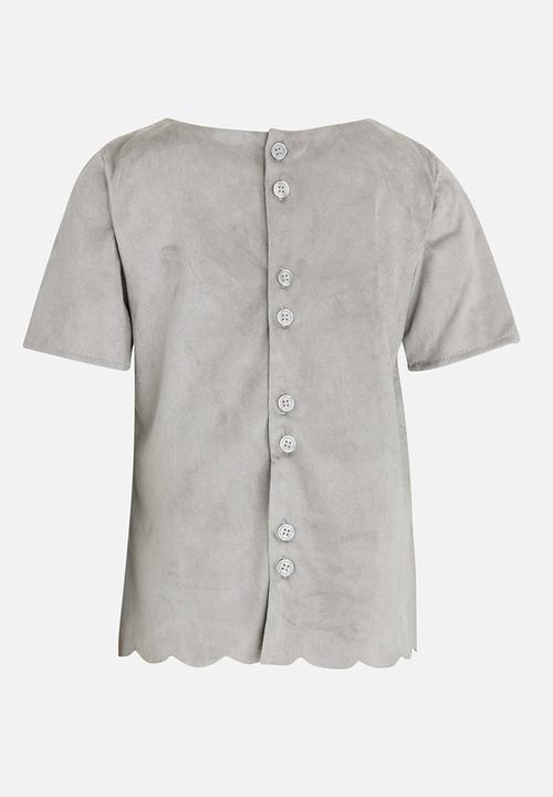 MINOTI - Faux suede panel top - grey