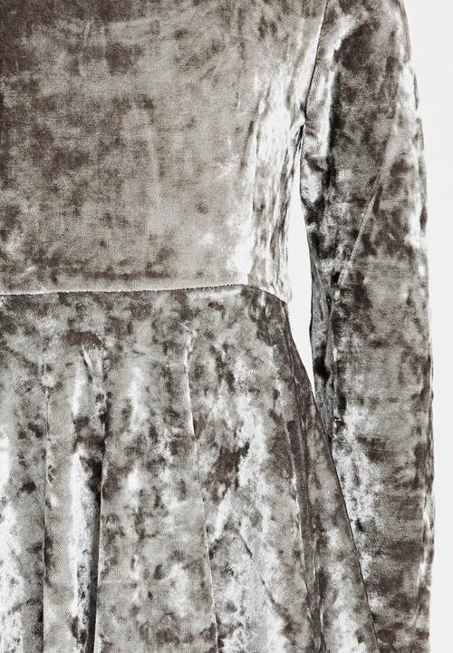 MINOTI - Crushed Velvet Skater Dress Silver