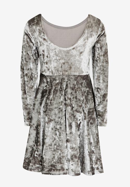 MINOTI - Crushed Velvet Skater Dress Silver