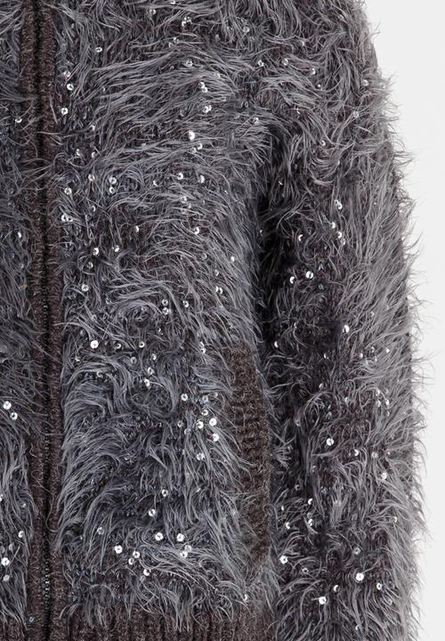 MINOTI - Sequin fluffy knit bomber jacket - charcoal 
