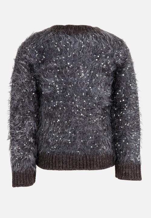 MINOTI - Sequin fluffy knit bomber jacket - charcoal 