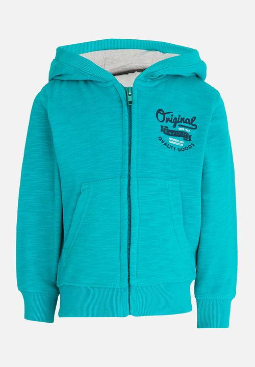 MINOTI - Zip Thru Hoodie with Chest Emblem Green