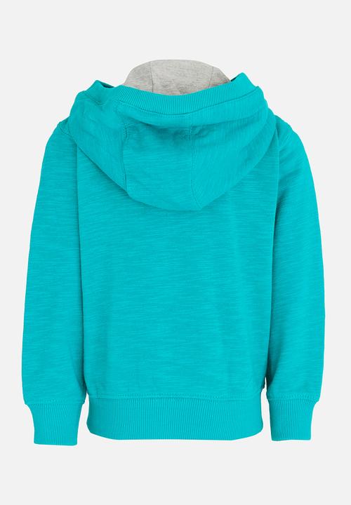 MINOTI - Zip Thru Hoodie with Chest Emblem Green