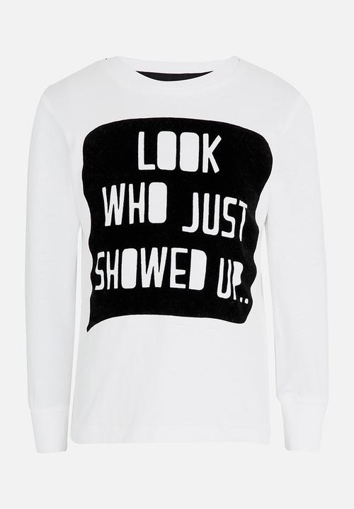 MINOTI - Printed long sleeve slogan tee - white 